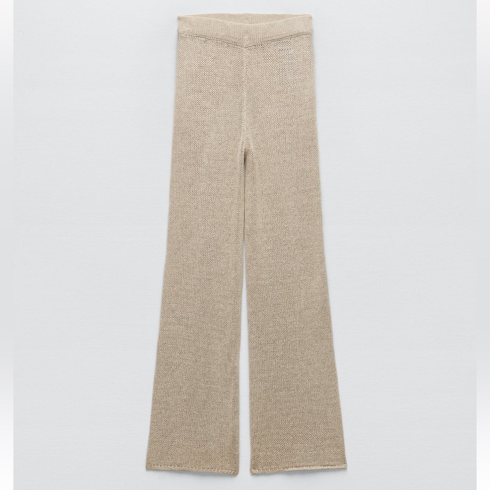 NWT ZARA STRAIGHT LEG LINEN BLEND KNIT PANTS M